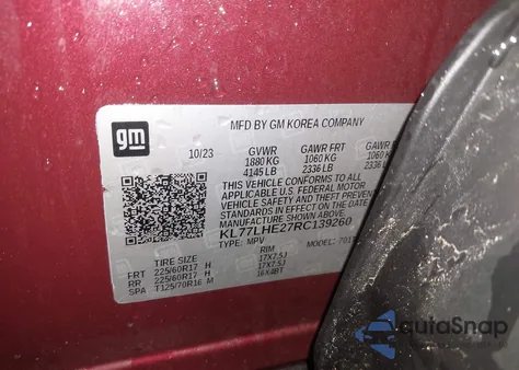 2024 Chevrolet Trax Fwd Lt from USA, damaged, VIN KL77LHE27RC139260